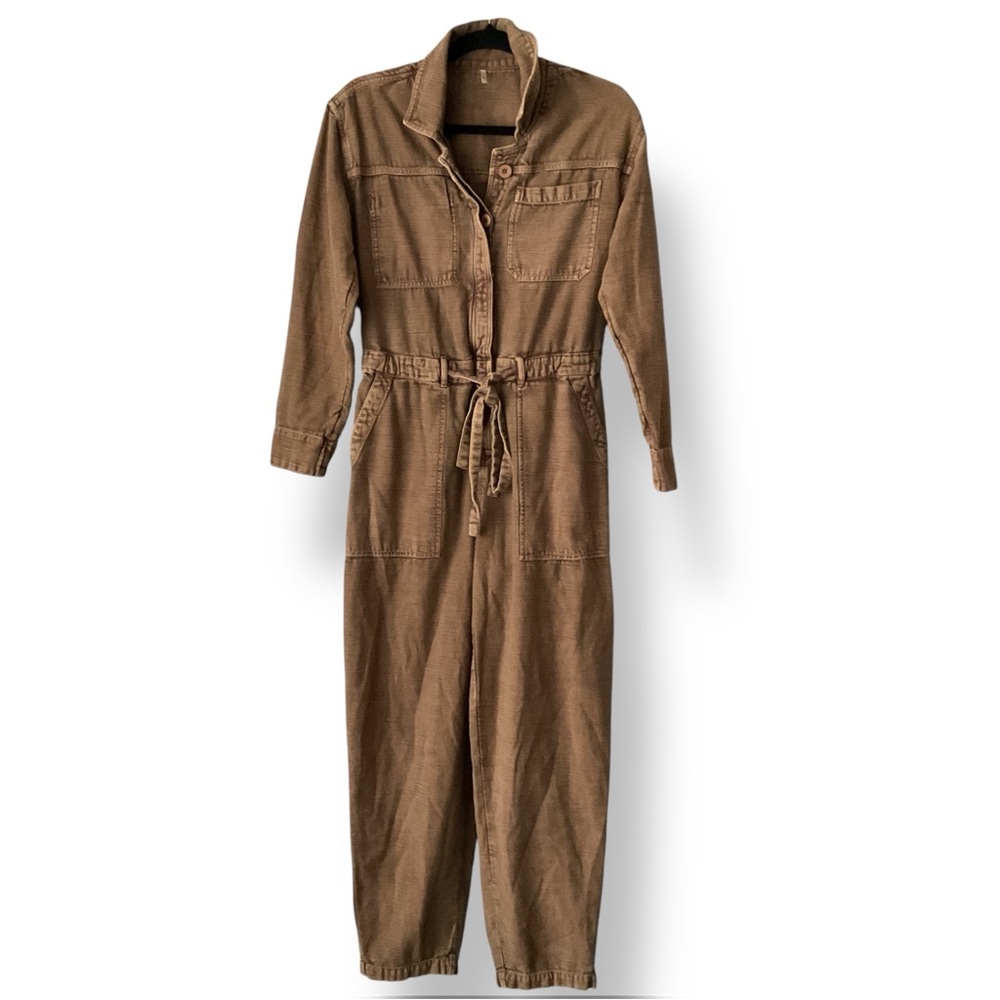 Free People Grunge 90s Quinn Constructed Coveralls Jumpsuit rusty brown grunge